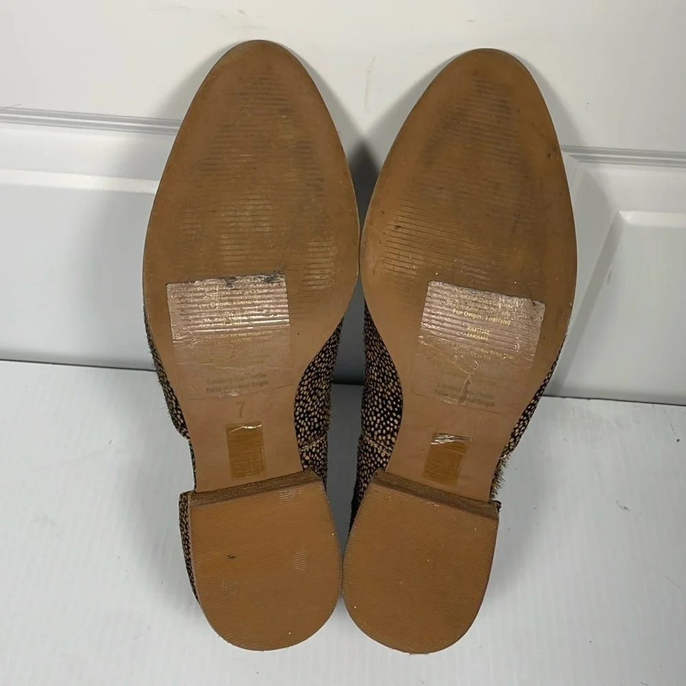 Madewell The Lucie Bootie Sz 7 Leather Brown Cutout Flat Calf Hair Upper Slip-On - Picture 9 of 16